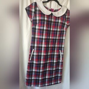 Plaid Mini Dress with White Collar